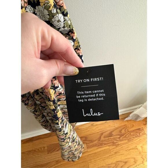 NWT Lulus It's a Perfect Pick Navy Blue Floral Print Cutout Maxi Dress Women’s L - Picture 9 of 10